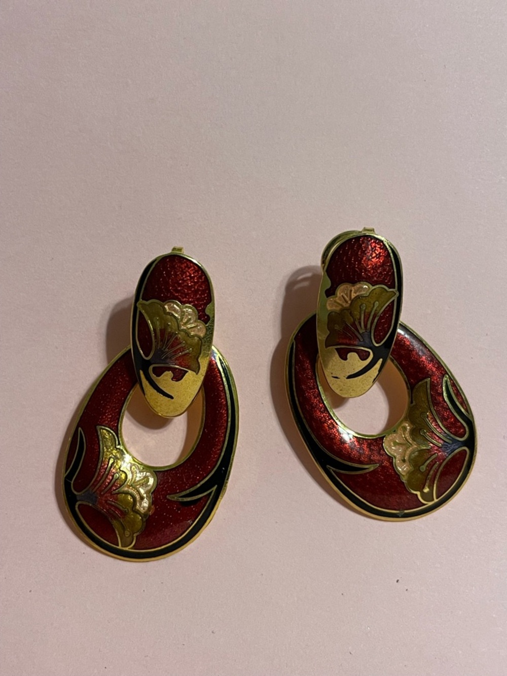 Vintage Cloisonné Pierced Earrings #9617